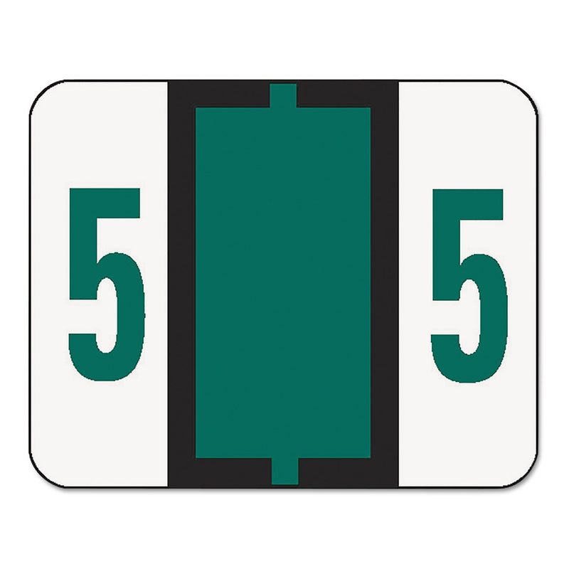 Smead Numerical End Tab File Folder Labels, 5, 1 x 1.25, White, 500/Roll