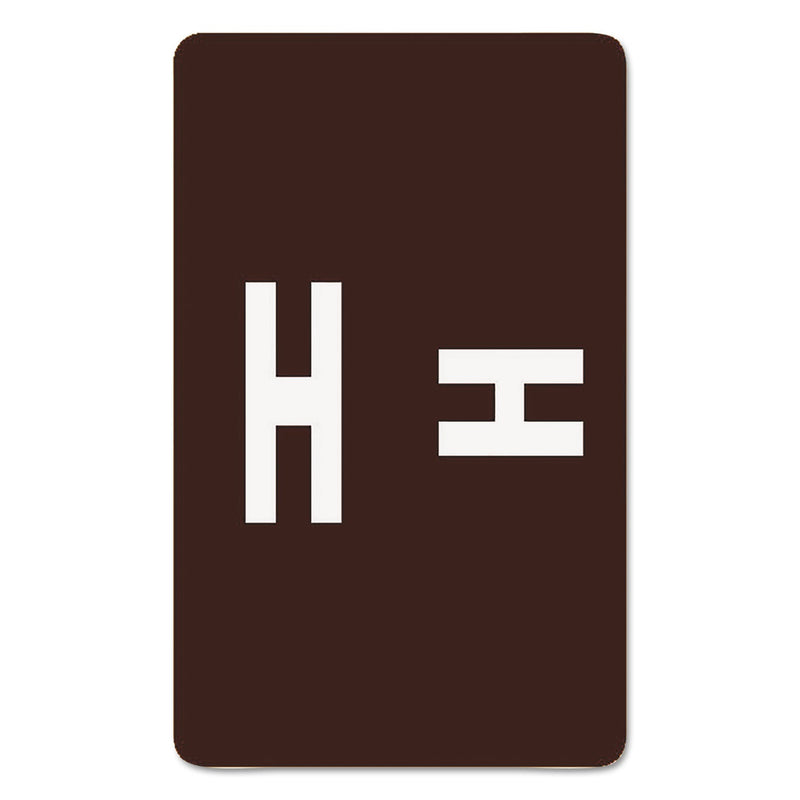 Smead AlphaZ Color-Coded Second Letter Alphabetical Labels, H, 1 x 1.63, Dark Brown, 10/Sheet, 10 Sheets/Pack
