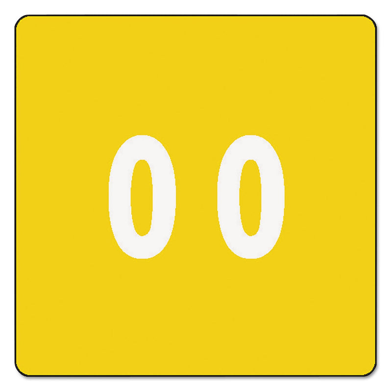 Smead Numerical End Tab File Folder Labels, 0, 1.5 x 1.5, Yellow, 250/Roll