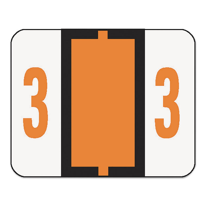 Smead Numerical End Tab File Folder Labels, 3, 1 x 1.25, White, 500/Roll