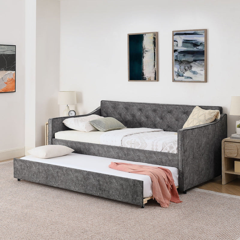 Daybed With Pop Up Trundle And USB Charging Armrest