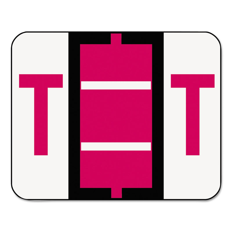 Smead A-Z Color-Coded End Tab Filing Labels, T, 1 x 1.25, White, 500/Roll