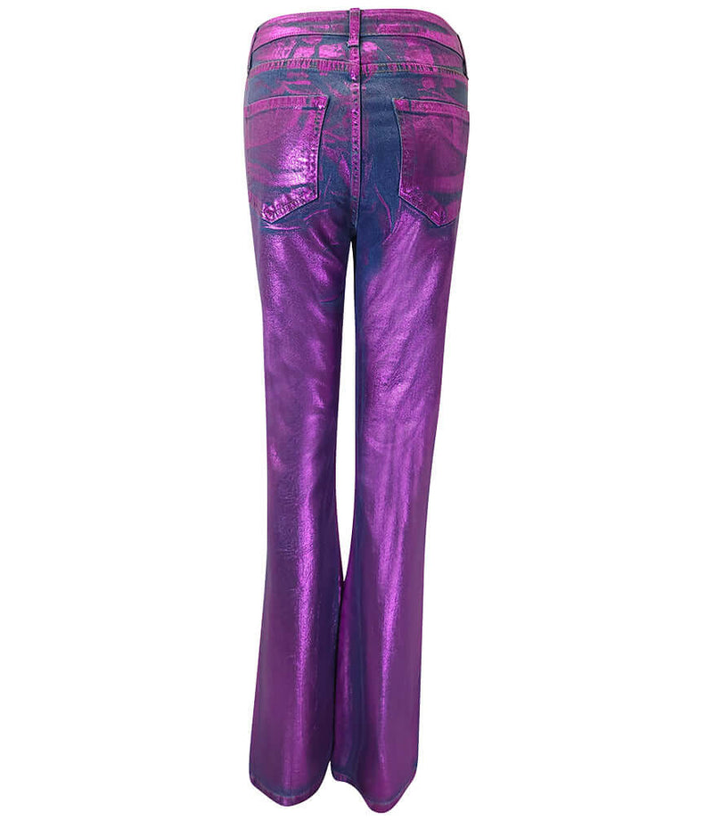 Fuchsia Light  Denim Laminated Jeans