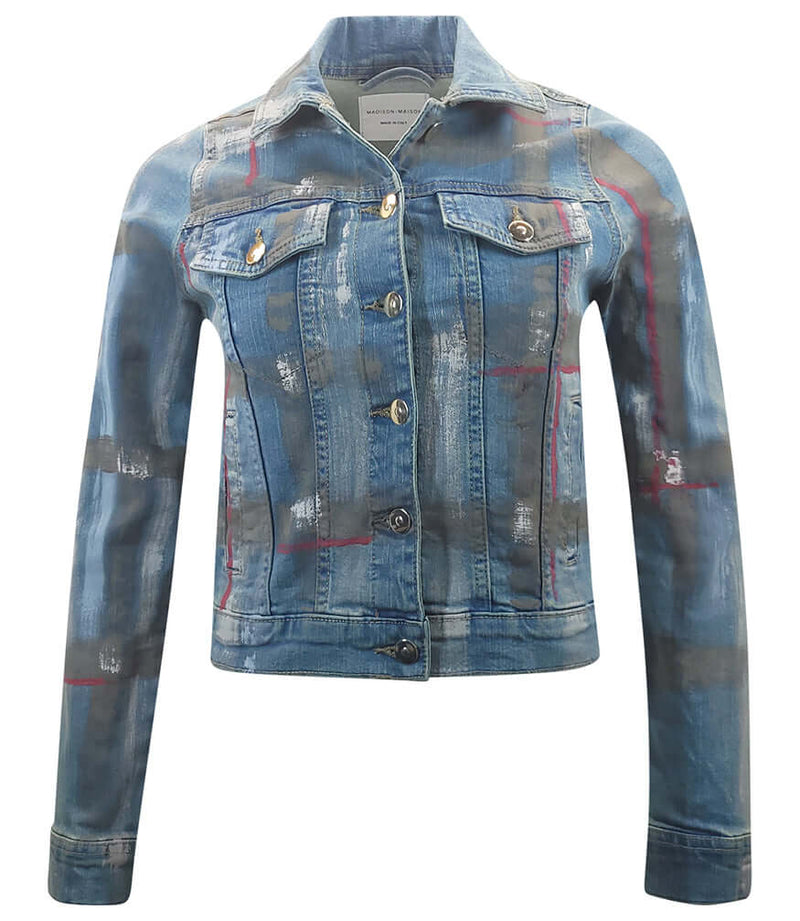 Light Blue / Brown Cotton Barbara Slim Jean Jacket