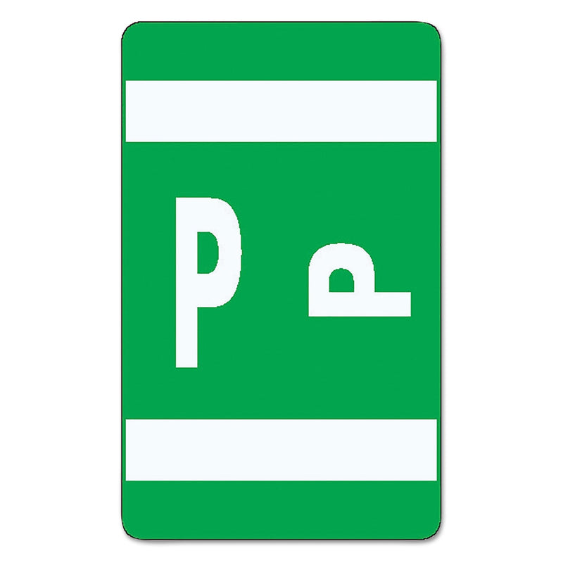 Smead AlphaZ Color-Coded Second Letter Alphabetical Labels, P, 1 x 1.63, Dark Green, 10/Sheet, 10 Sheets/Pack