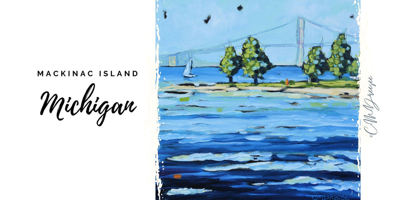 Drinkware - Sailing at Mackinac Bridge.