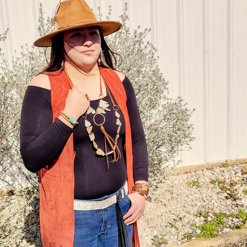 Genuine Aqua Terra Beaded Slab Necklace 239m