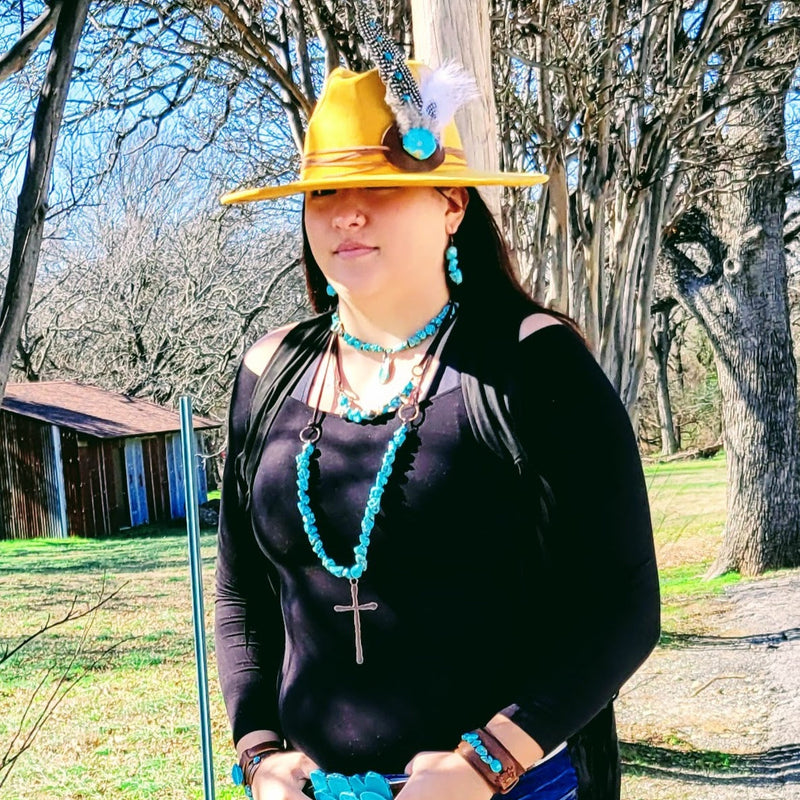 Chunky Beaded Turquoise Stone Earrings 224b