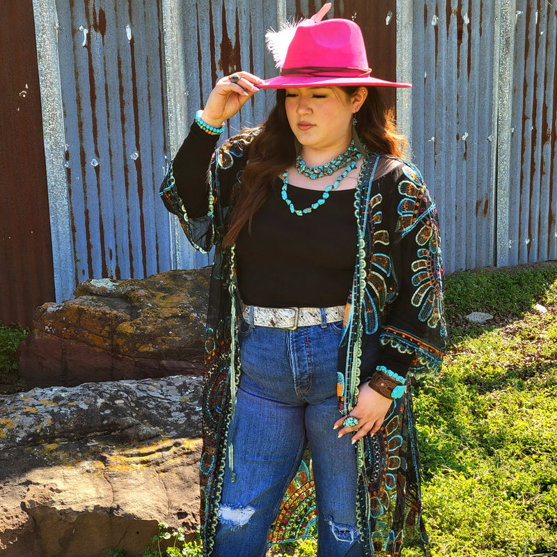 Long Blue Turquoise and Wood Necklace 259k