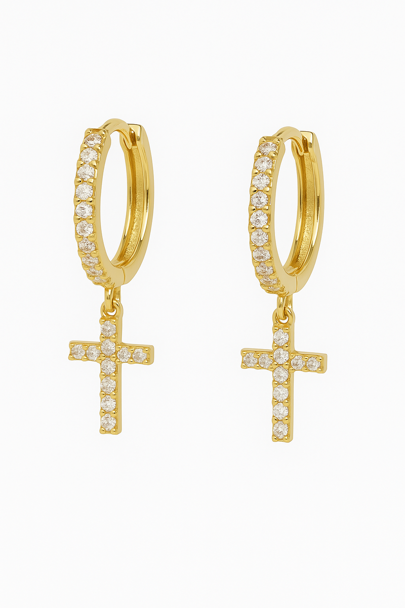 Cross Dangle Earrings with AAAAA Cubic Zirconia