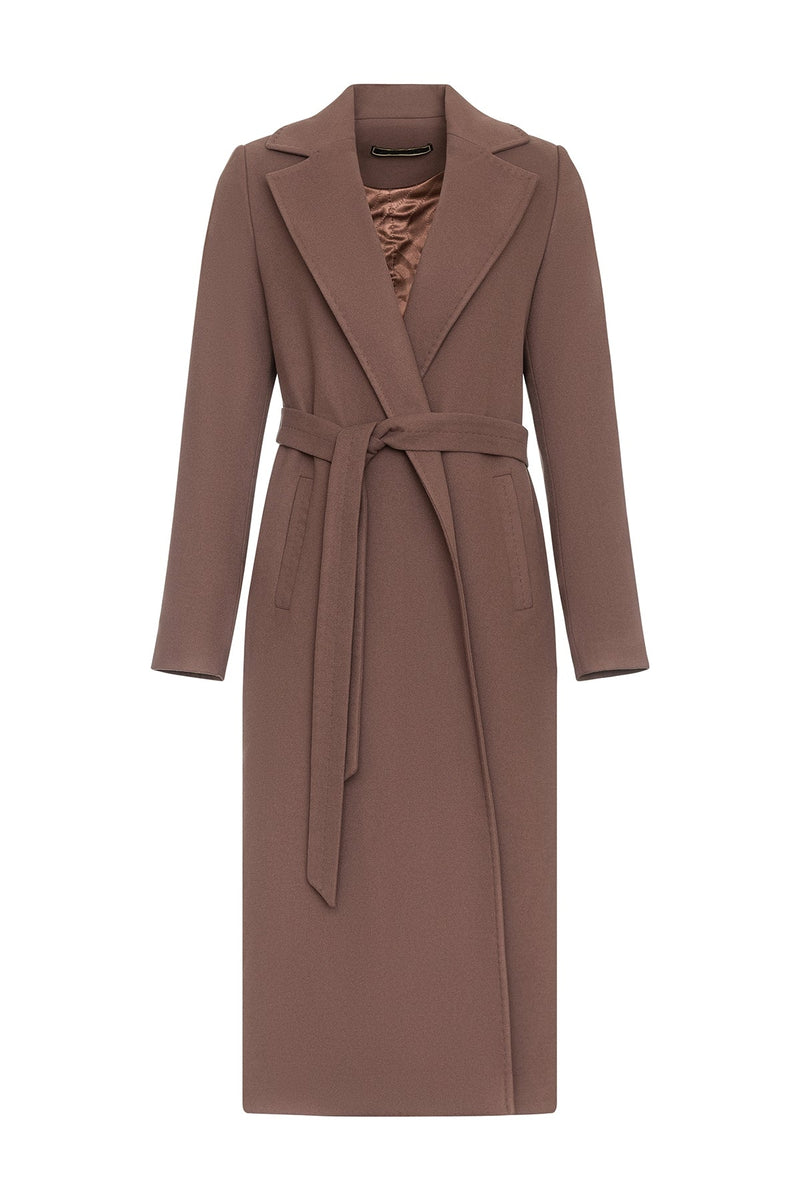 Harrington Classic Wraparound Overcoat in Mocha Mousse