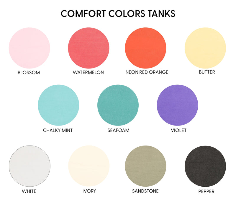 Embroidered Tone on Tone - Comfort Colors TANK - Hibiscus x4 Flowers