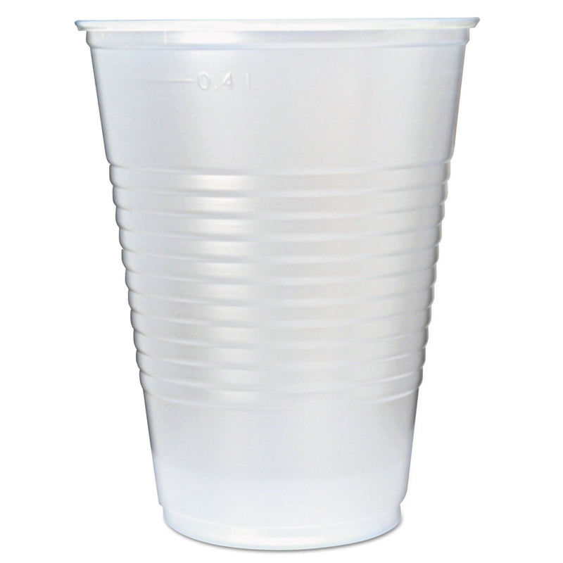 Fabri-Kal RK Ribbed Cold Drink Cups, 16 oz, Translucent, 50/Sleeve, 20 Sleeves/Carton