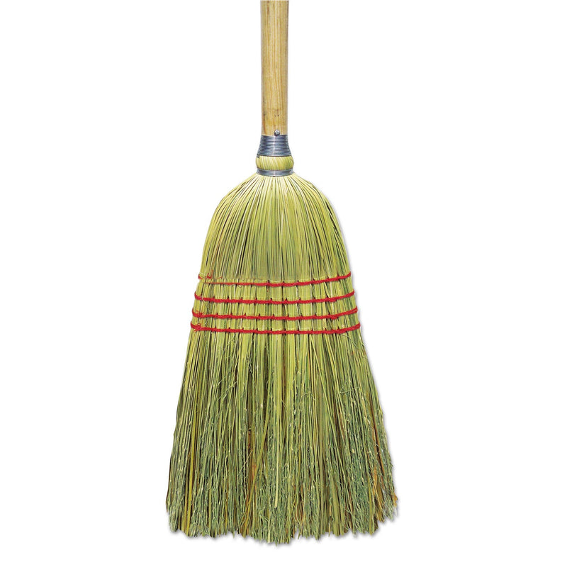 Boardwalk Upright Corn/Fiber Broom, Plastic Bristles, 56" Overall Length, Natural, 6/Carton