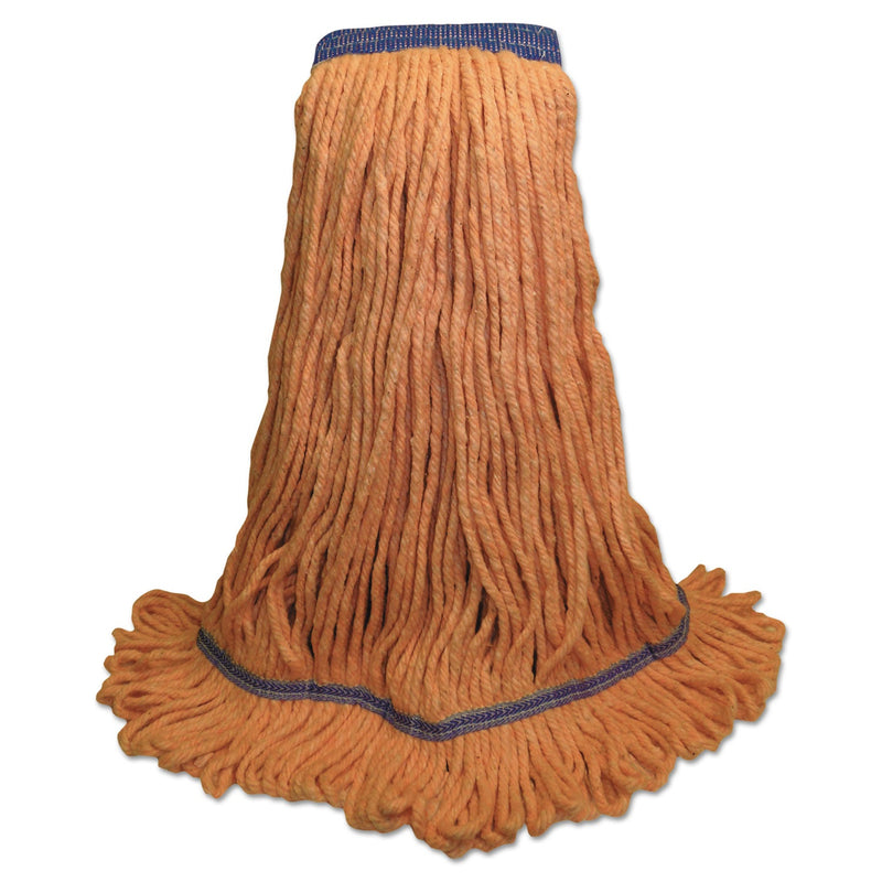 Boardwalk Super Loop Wet Mop Head, Cotton/Synthetic Fiber, 5" Headband, X-Large Size, Orange, 12/Carton