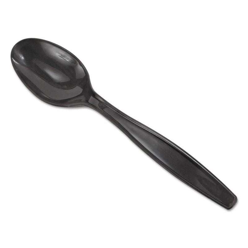 Dixie Individually Wrapped Heavyweight Teaspoons, Polypropylene, Black, 1,000/Carton