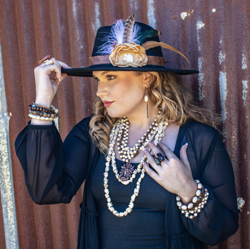 White Turquoise Beaded Collar Necklace w/ Indian Pendant 260x