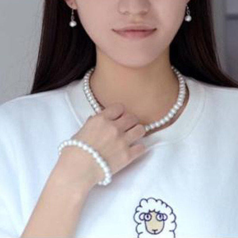 Fashion Pearl Necklace Bracelet Earrings Set