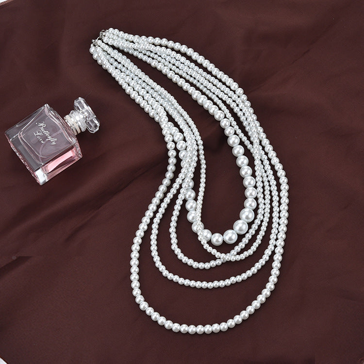 Fashion Jewelry Big Pearl Necklace Layered Jewelry for Women