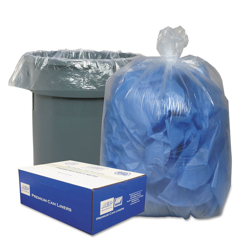 Classic Clear Linear Low-Density Can Liners, 56 gal, 0.9 mil, 43" x 47", Clear, 100/Carton