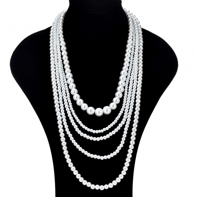 Fashion Jewelry Big Pearl Necklace Layered Jewelry for Women