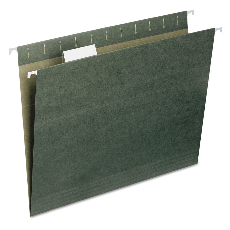 Smead 100% Recycled Hanging File Folders, Letter Size, 1/5-Cut Tabs, Standard Green, 25/Box