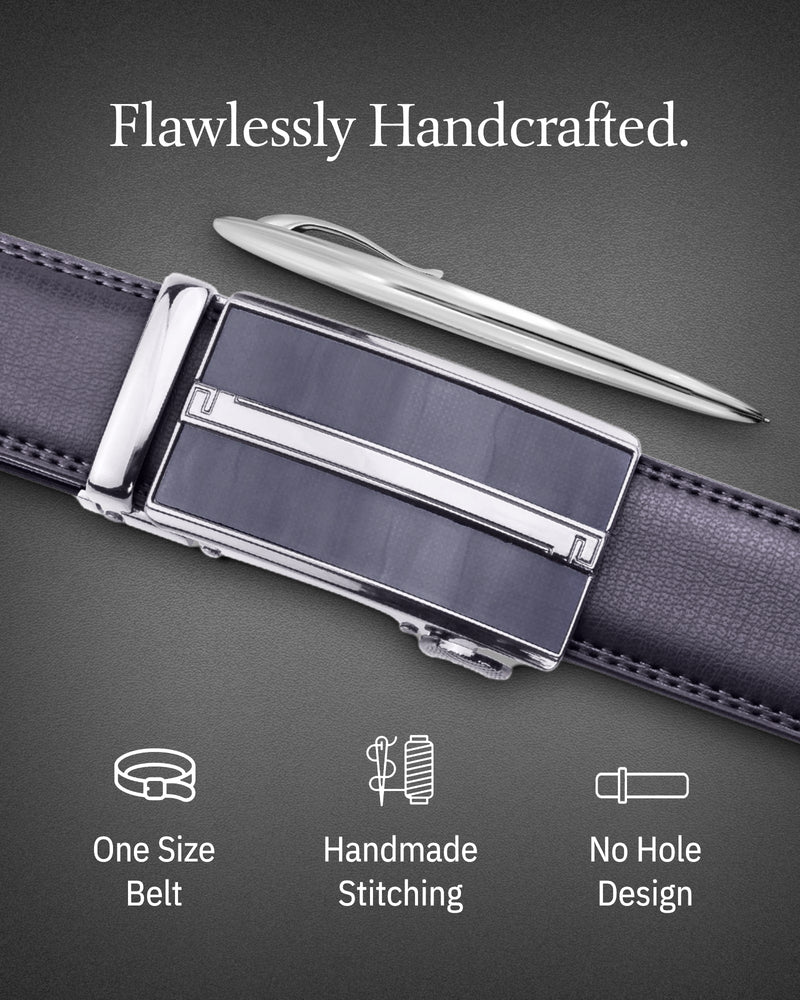 Microfiber Leather Ratchet Belt – No Holes, Custom Fit, 1.3" Strap