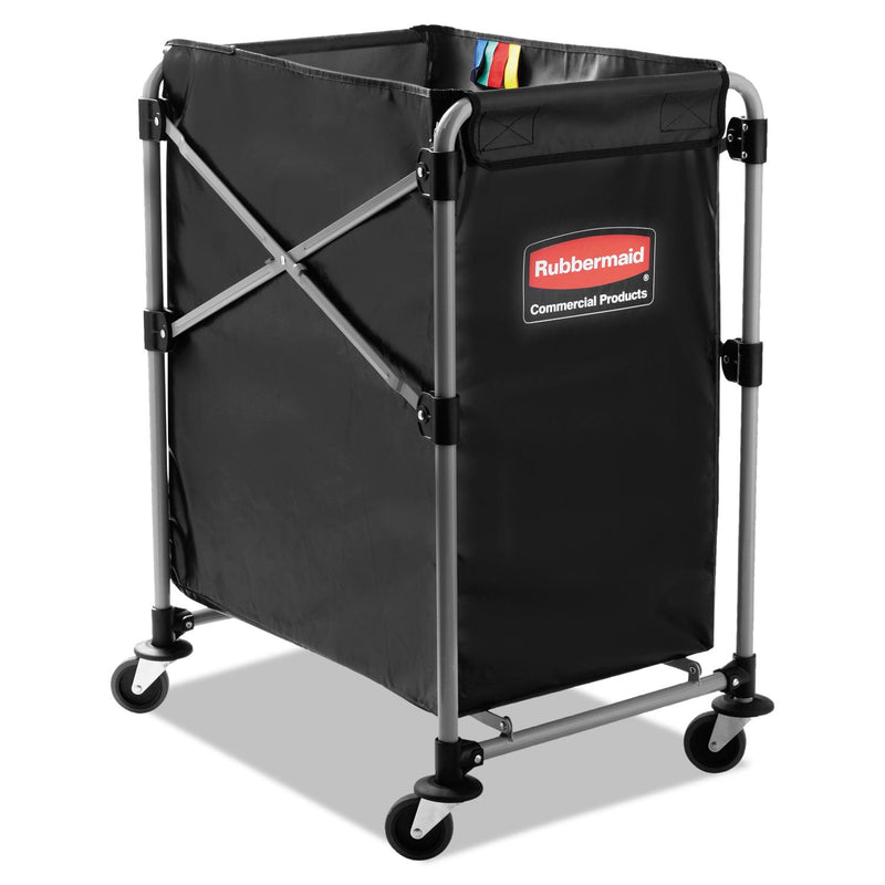 Rubbermaid One-Compartment Collapsible X-Cart, Synthetic Fabric, 4.98 cu ft Bin, 20.33" x 24.1" x 34", Black/Silver