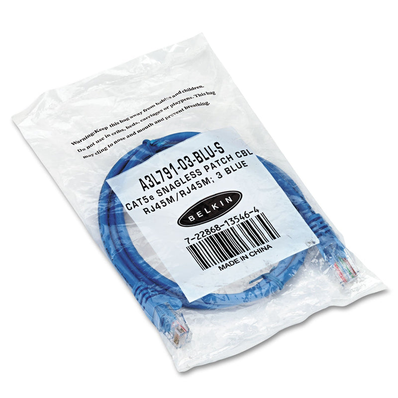 Belkin CAT5e Snagless Patch Cable, 3 ft, Blue