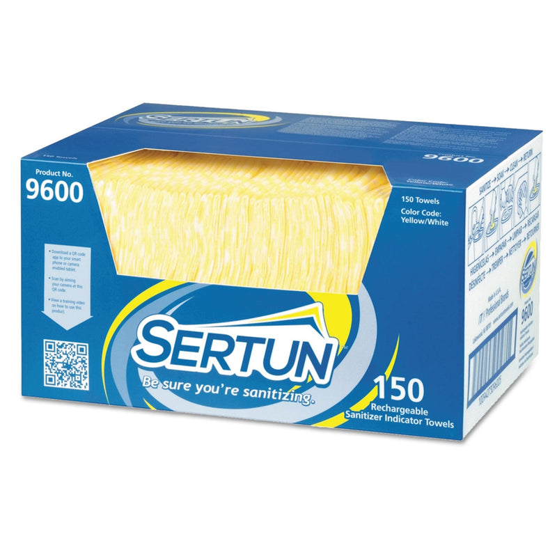 Sertun Color-Changing Rechargeable Sanitizer Towels, 13.5 x 18, Yellow/White/Blue, 150/Carton