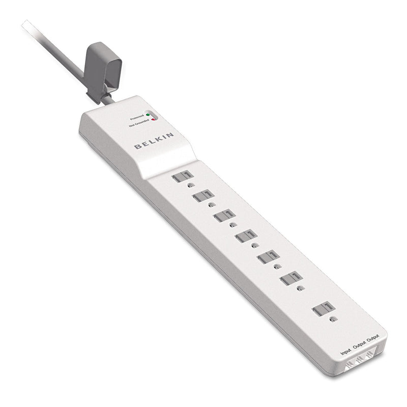 Belkin Home/Office Surge Protector, 7 AC Outlets, 6 ft Cord, 2,320 J, White
