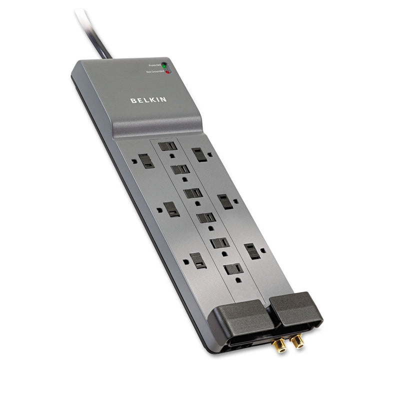 Belkin Professional Series SurgeMaster Surge Protector, 12 AC Outlets, 8 ft Cord, 3,780 J, Dark Gray