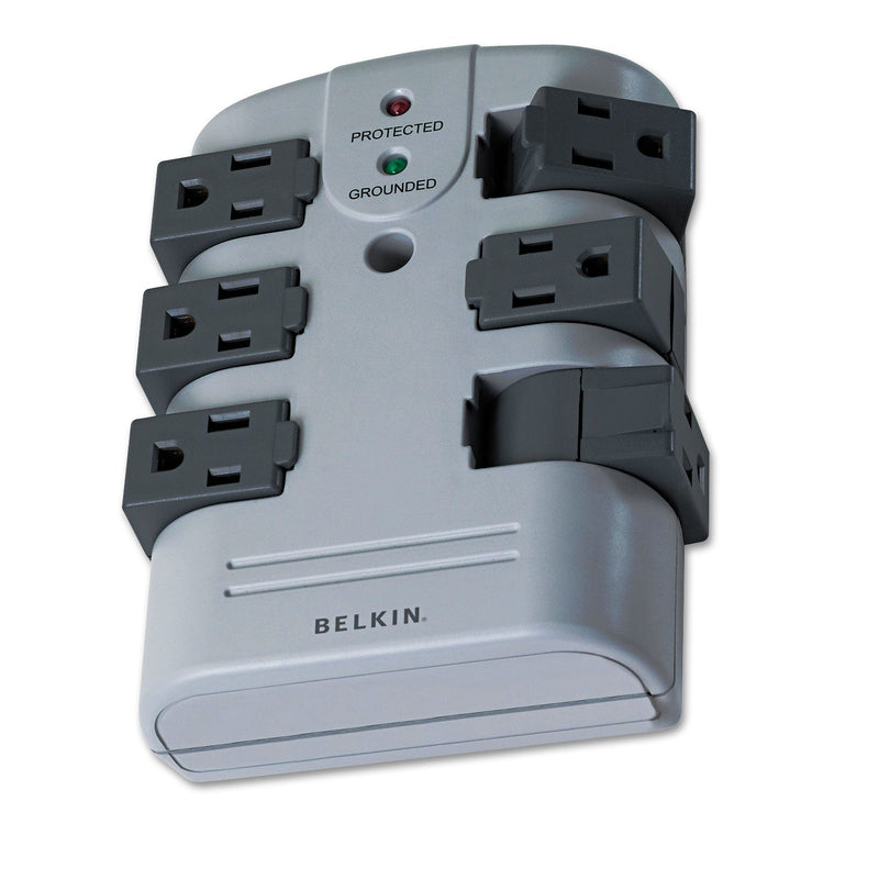 Belkin Pivot Plug Surge Protector, 6 AC Outlets, 1,080 J, Gray