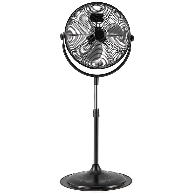 18 Inches High Velocity Pedestal Fan with 3 Speeds and Adjustable Height-Black