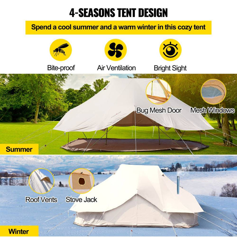 20FT Large Luxury Glamping Yurt Teepee Canvas Camping Tent (SAK37612)