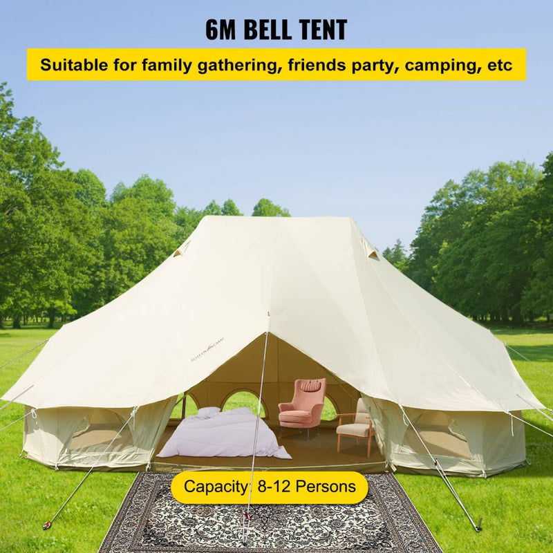 20FT Large Luxury Glamping Yurt Teepee Canvas Camping Tent (SAK37612)