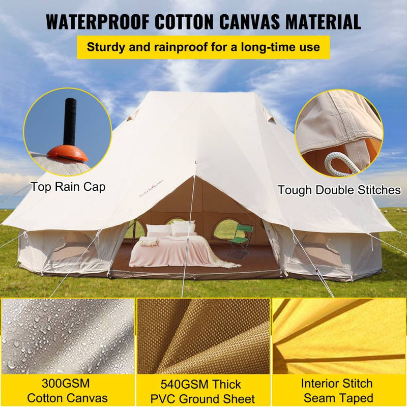20FT Large Luxury Glamping Yurt Teepee Canvas Camping Tent (SAK37612)