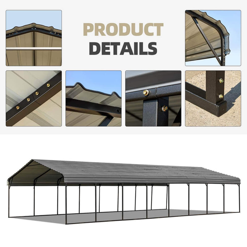 [20X40FT] Alora Extra Large Heavy Duty Four Car Outdoor Metal Carport Canopy For Trucks, Boats And SUVs (SAK29713)