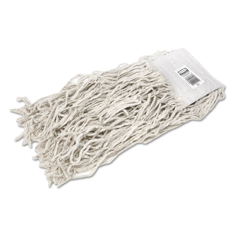 Rubbermaid Economy Cotton Mop Heads, Cut-End, White, 24 oz, 5-In White Headband, 12/Carton