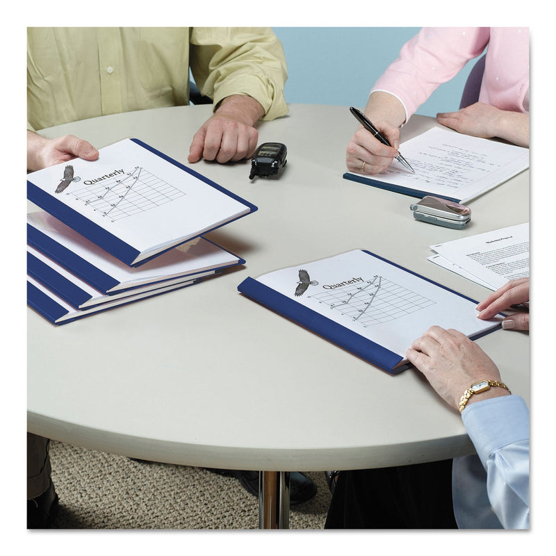 Smead Clear Front Report Cover, Double-Prong Fastener, 0.5" Capacity, 8.5 x 11, Clear/Dark Blue, 25/Box