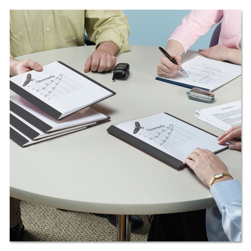 Smead Poly Report Cover, Double-Prong Fastener, 0.5" Capacity, 8.5 x 11, Clear/Black, 25/Box