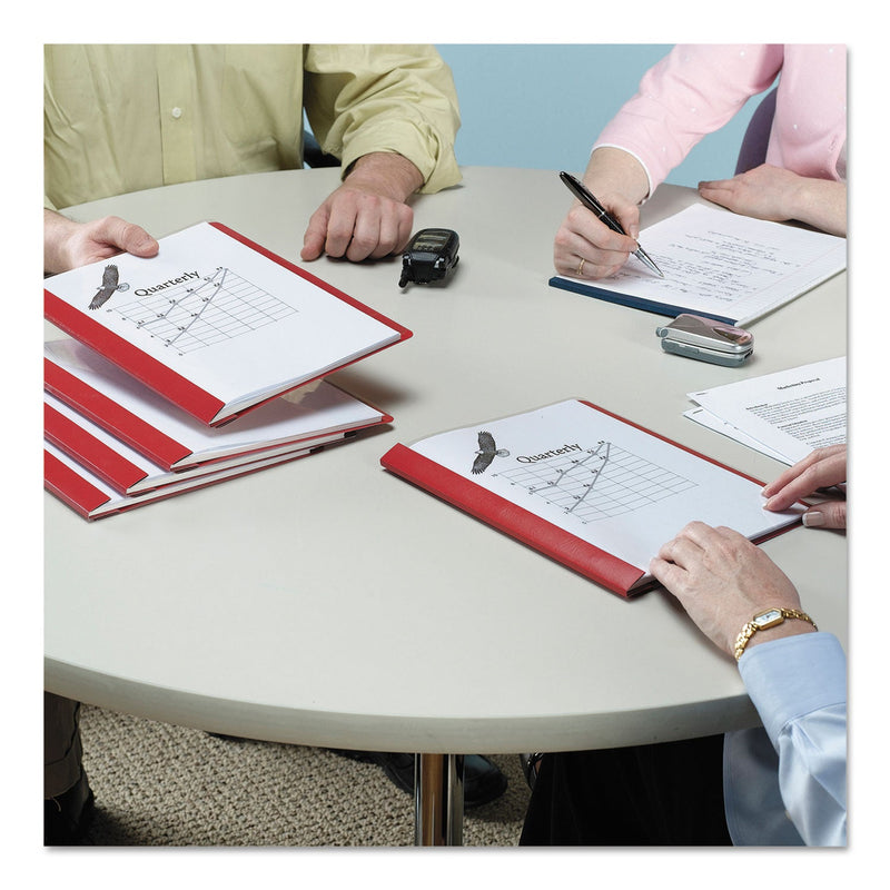 Smead Poly Report Cover, Tang Clip, Letter, 1/2" Capacity, Clear/Red, 25/Box