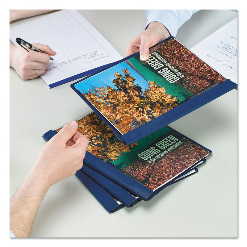 Smead Clear Front Report Cover, Double-Prong Fastener, 0.5" Capacity, 8.5 x 11, Clear/Dark Blue, 25/Box