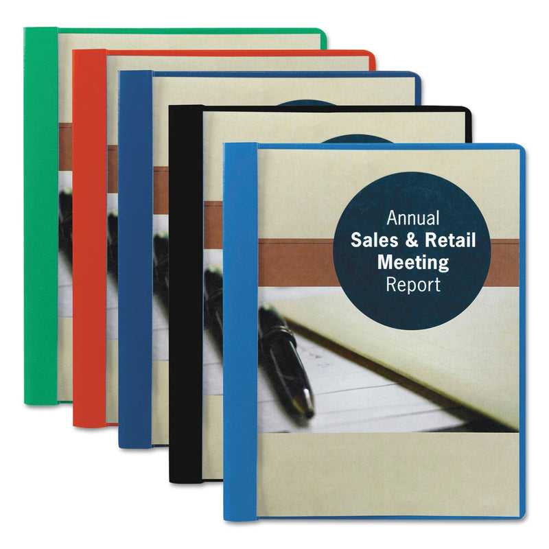 Smead Poly Report Cover, Tang Clip, Letter, 1/2" Capacity, Clear/Red, 25/Box