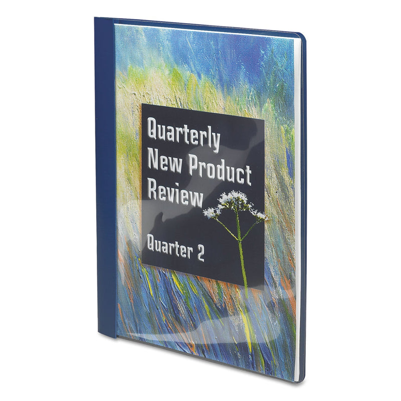 Smead Clear Front Report Cover, Double-Prong Fastener, 0.5" Capacity, 8.5 x 11, Clear/Dark Blue, 25/Box