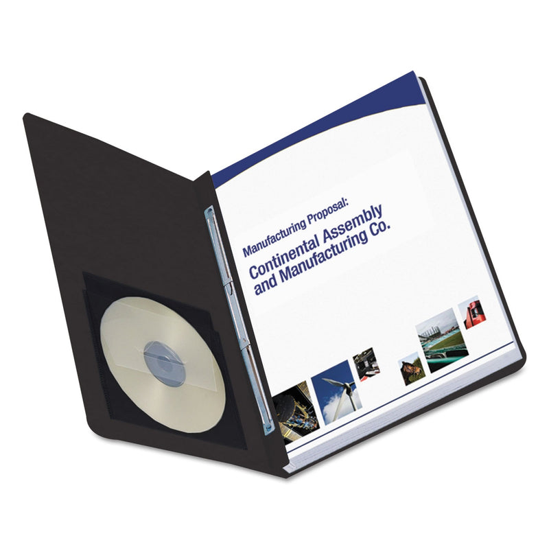 Smead Prong Fastener Premium Pressboard Report Cover, Two-Piece Prong Fastener, 3" Capacity, 8.5 x 11, Black/Black