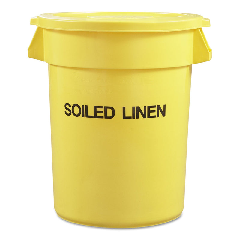 Rubbermaid Round Brute Container with "Trash Only" Imprint, Plastic, 33 gal, Yellow