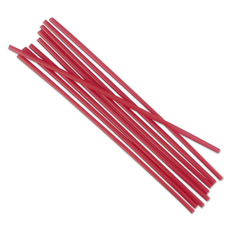 Boardwalk Single-Tube Stir-Straws,5.25", Polypropylene, Red, 1,000/Pack, 10 Packs/Carton
