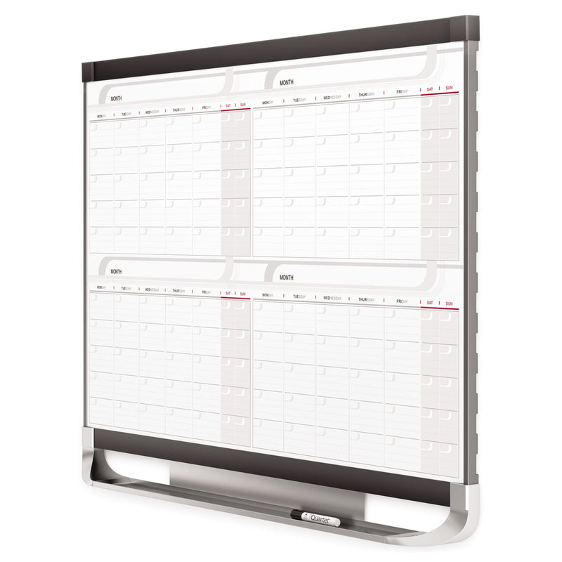 Quartet Prestige 2 Magnetic Total Erase 4-Month Calendar, 36 x 24, Graphite Color Frame