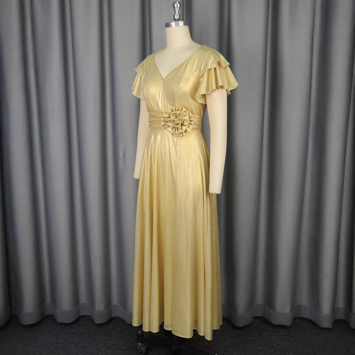 Sexy V-neck Ruffle Sleeve Party Dress